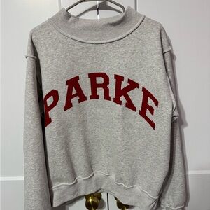 Gray Sweatshirt with Red Lettering
